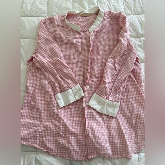 Pink plaid button up - Picture 2 of 6